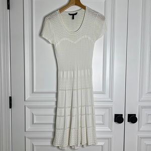 Beautiful Knit off white midi BCBG Maxazria dress.
